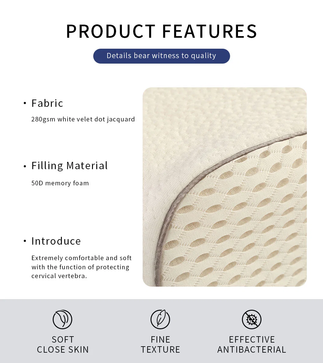 White Velet DOT Jacquard Cover 50d Memory Foam Pillow